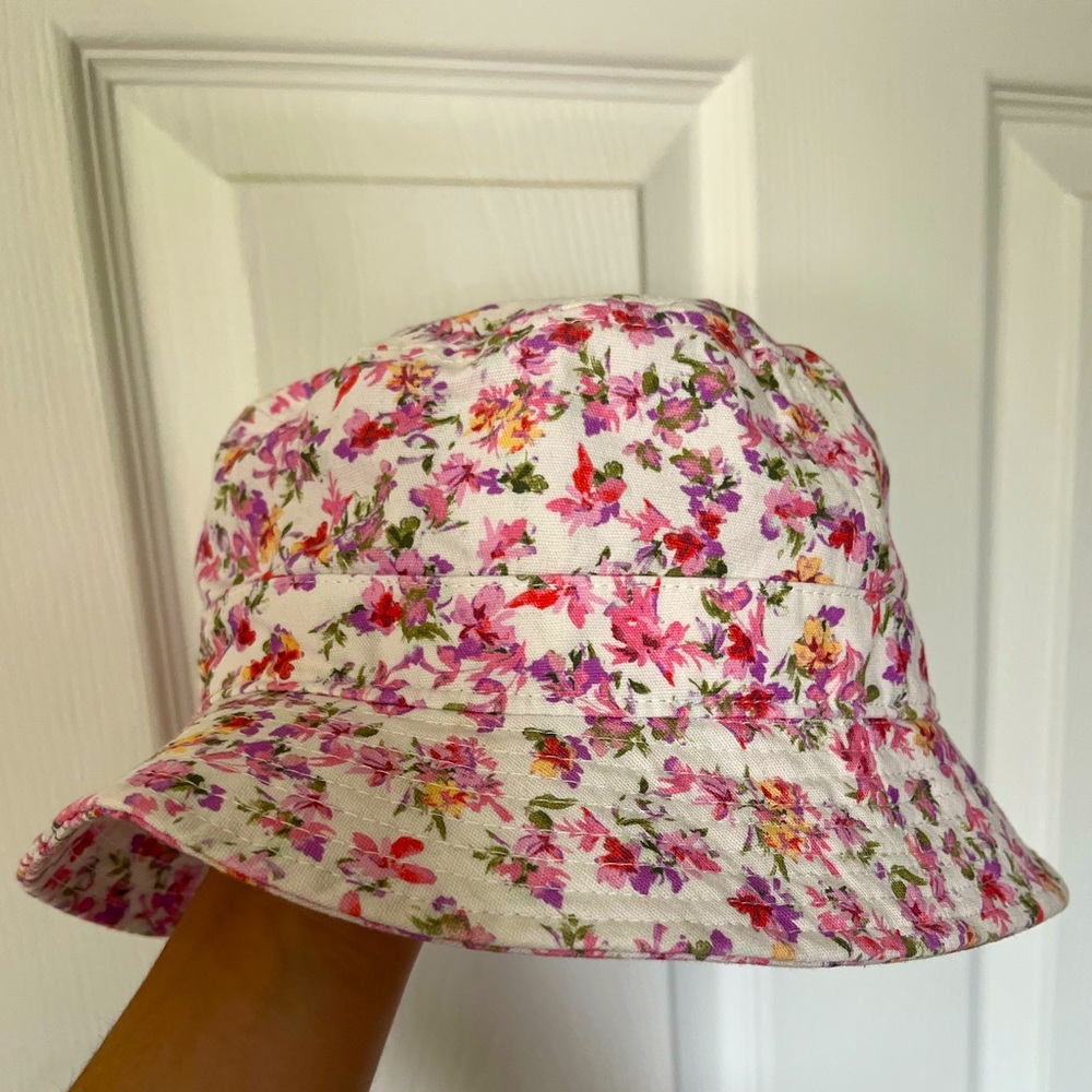 Floral Bucket Hat with Pink Flowers One Size